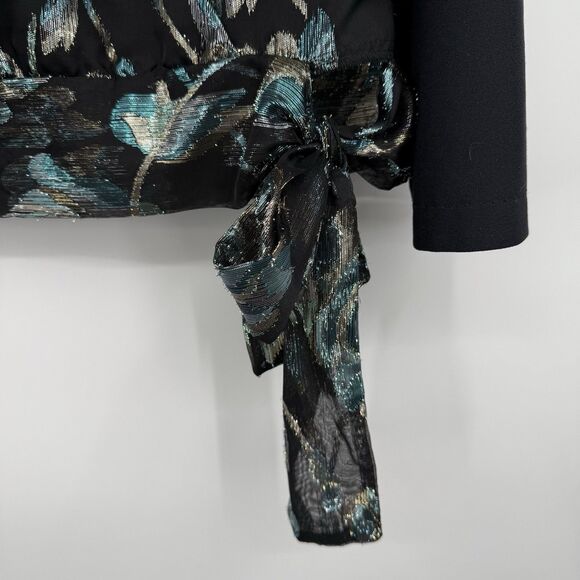 VTG Another Thyme Black LS Blouse Metallic Floral Fairy Gothic USA Art To Wear - Picture 5 of 11